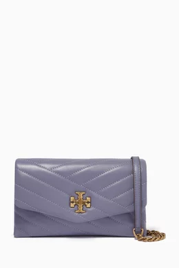 Buy Tory Burch Purple Kira Chevron Chain Wallet in Quilted Leather