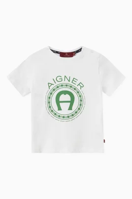 Buy AIGNER Green Logo Print T-shirt in Cotton Jersey For Boys