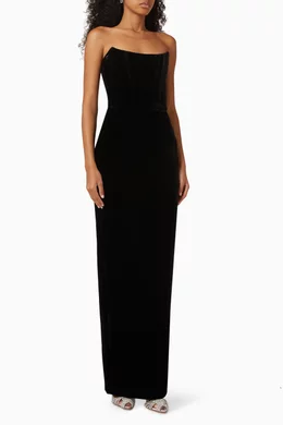 knee length dresses for ladies Mia Formal Velvet Corset Wrap Long Dress