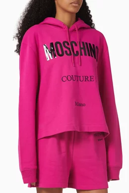 Buy Moschino Pink Moschino Couture Hoodie in Organic Cotton For Women Online Ounass Oman