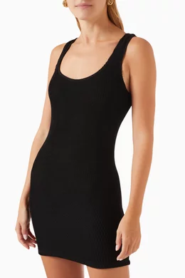 Buy Good American Black Always Fits Mini Dress in Stretch Crinkle Fabric  For Women Online | Ounass Oman