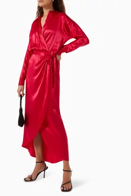 chinese dress ladies Rhea Detachable Cape Jersey Maxi Dress - Wine