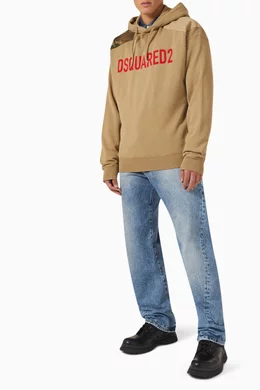 Buy Dsquared2 Neutral D2 Patch Hoodie in Cotton For Men Online
