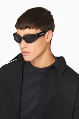 Buy Balenciaga Black Swift Oval Sunglasses in Bio Injected Nylon