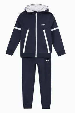 Buy BOSS Kidswear Blue Tracksuit in Fleece-back Jersey For Boys