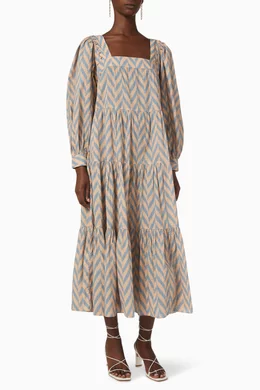 Buy Ulla Johnson Blue Georgina Midi Dress in Cotton For Women Online |  Ounass Oman