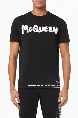 Buy McQueen White Graffiti T-shirt in Organic Cotton Jersey For