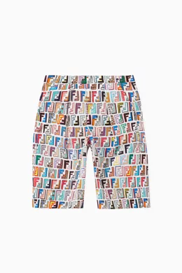 Buy Fendi Multicolour Logo Print Shorts in Cotton For UNISEX Online Ounass Oman