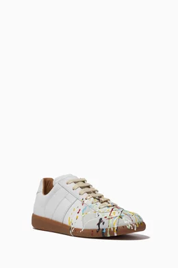 Buy Maison Margiela White Replica Paint Splatter Sneakers in Suede For Women Online Ounass Oman