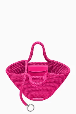Buy Balenciaga Pink Ibiza Small Basket Bag in Cord For Women