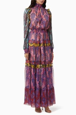 sachin and babi light blue dress 1990S Cherry Red Rayon & Silk Chiffon Fully Beaded Versace Style Backless  Gown *