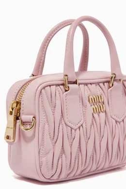Buy Miu Miu Pink Mini Crossbody Bag in Matelassé Nappa Leather For