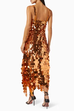 Buy Simkhai Orange Indra Midi Dress in Sequins For Women Online | Ounass  Oman