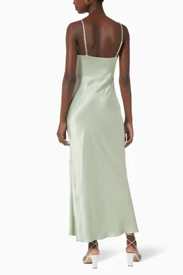green emerald velvet dress Silk Slip Dress in Mint  Shibumi