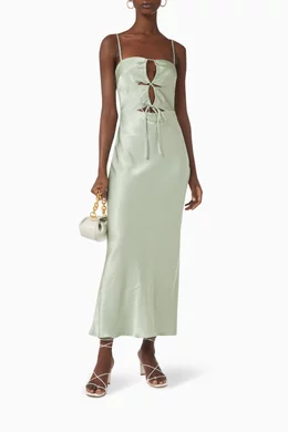 shona joy jefferson cocktail midi dress Rent Shona Joy La Lune Bias Cowl Midi Dress Sage