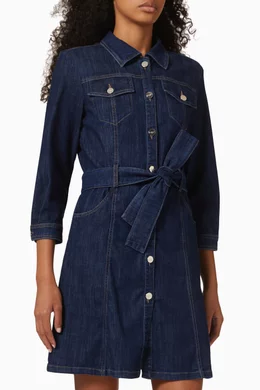 Buy Marella Blue Varna Belted Mini Dress in Raw Denim For Women Online |  Ounass Oman