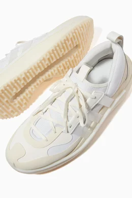 Buy Y-3 White Qisan Cozy Sneakers in Leather & Neoprene For  display picture 1