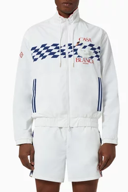 Buy Casablanca White Par Avion Shell Suit Track Jacket in Nylon