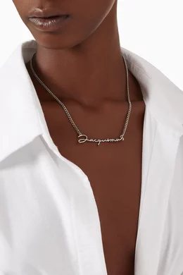 Buy Jacquemus Silver La Chain Signature Necklace in Plated