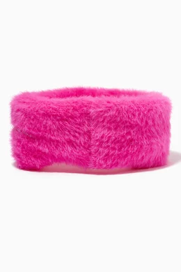 Buy Jacquemus Pink Le Bandeau Neve Headband in Fluffy-knit  display picture 2