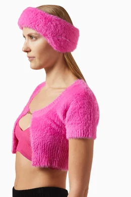 Buy Jacquemus Pink Le Bandeau Neve Headband in Fluffy-knit 