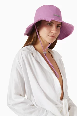 JACQUEMUS The Artichaut Bucket Hat Frayed Expedition Hat Purple Unisex Le bob artichaut hat Jacquemus Purple size 58 cm in Cotton  main image 3