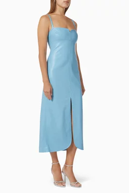 Buy Alexis Blue Camellia Midi Dress in Faux-leather For Women Online |  Ounass Oman