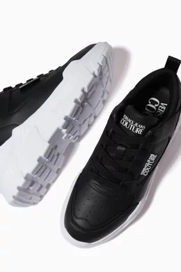 Buy Versace Jeans Couture Black Speedtrack Sneakers in Leather