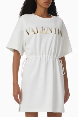 Buy Valentino Garavani White Valentino Embroidered T shirt Dress in Jersey For Women Online Ounass Oman