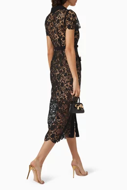 self portrait magnolia lace dress Casual Womens Black Magnolia Lace Midi Dress Acetate Chiffon Empire Waist  Up To 50% Off