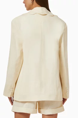 Buy Sleeper White Dynasty Blazer Jacket in Linen For Women Online