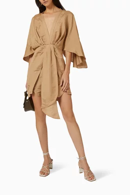 significant other lola linen-blend mini wrap dress Significant Other Lola Dress in Black