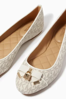 Buy Michael Kors White Alice Ballet Flats in Logo Canvas For Women Online Ounass Oman