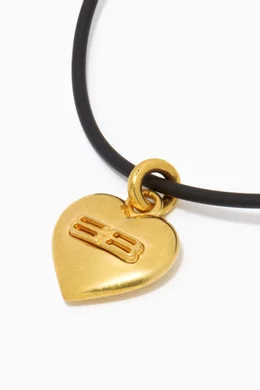 Buy Balenciaga Gold BB Icon Heart Necklace in Brass & Rubber For