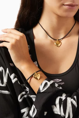 Buy Balenciaga Gold BB Icon Heart Necklace in Brass & Rubber For