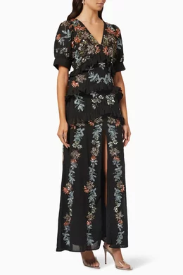 green emerald velvet dress Bebaak Maya Hand Embroidered & Handwoven Black Maxi Dress – Okhaistore main image 0