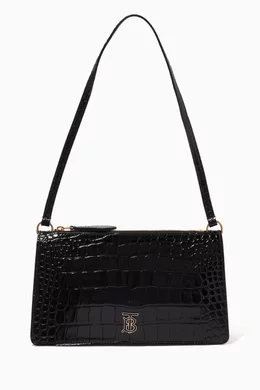 Buy Burberry Black Small TB Shoulder Bag in Croc embossed Leather For Women Online Ounass Oman