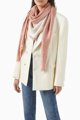 Buy Ferragamo Pink Gancini Shawl in Silk and Wool For Women Online