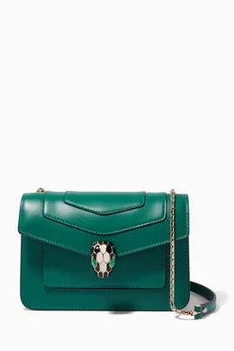 Buy BVLGARI Green Serpenti Forever Crossbody Bag in Calfskin For