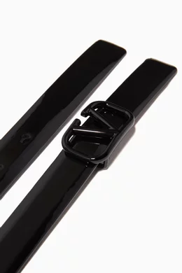 Buy Valentino Garavani Black VLogo Signature Belt in Patent  display picture 1