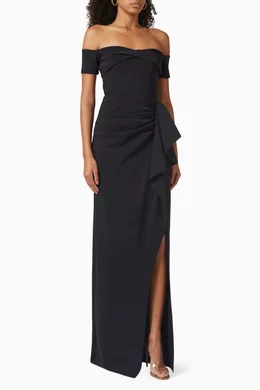 floral surplice maxi dress Steven Guy Floral Mesh Overlay Twist Front Surplice Maxi Dress