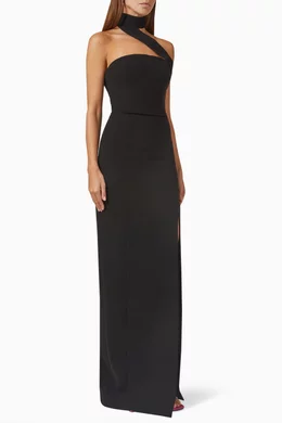 Buy Monot Black Asymmetrical Maxi Dress in Crepe For Women Online | Ounass  Oman