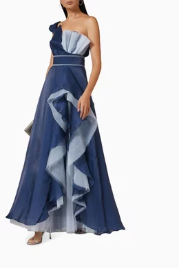 Buy NASS Color Flounce Dress in Shimmer Crinkle Chiffon Tulle Online for Women Ounass Oman