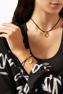 Buy Balenciaga Gold BB Icon Heart Bracelet in Brass & Rubber For