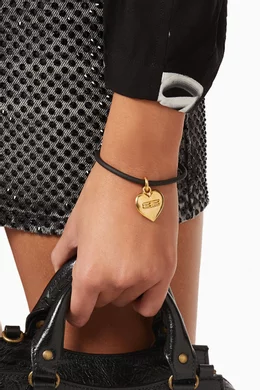 Buy Balenciaga Gold BB Icon Heart Bracelet in Brass & Rubber For