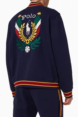 Buy Polo Ralph Lauren Blue Uni Crest Jacket in Cotton Fleece For 