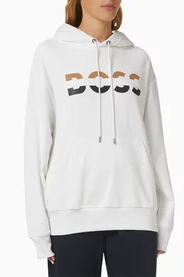 Buy BOSS White Econy2 Logo Hoodie in Cotton For Men Online Ounass Oman
