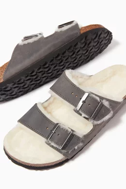 Birkenstock Unisex Two-Strap Grey Arizona Shearling Sandalsr Birkenstock Women main image 3