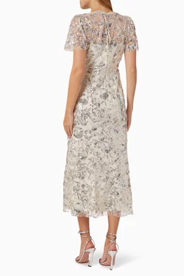 Buy Self-Portrait Neutral Midi Dress in Sequin-tulle For Women Online