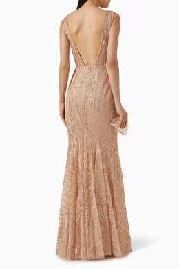 Buy Pronovias Gold Sparkle Sequin-embellished Mermaid Gown For Women Online  | Ounass Oman